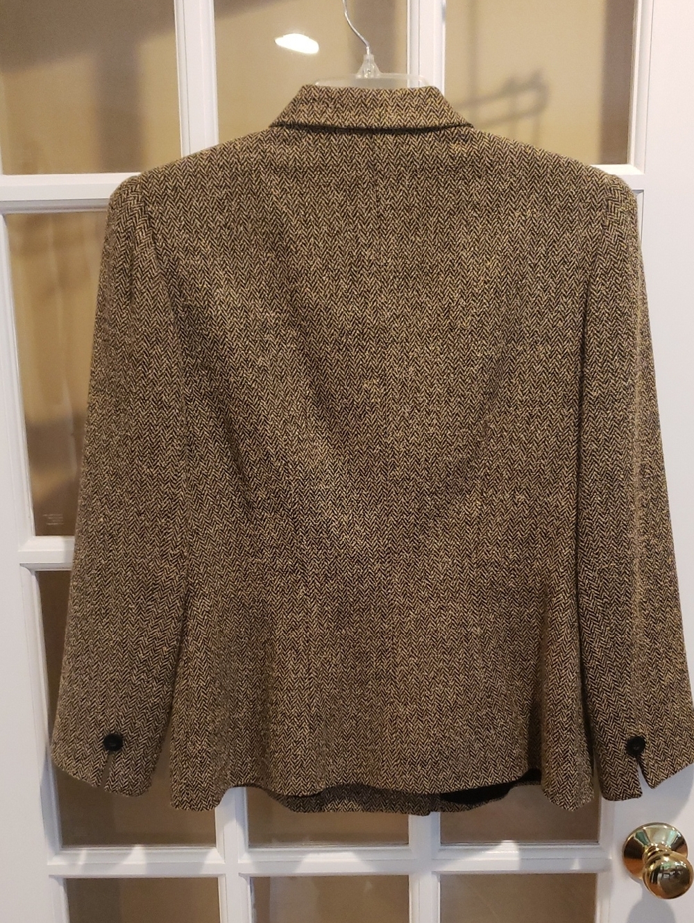 Vtg Talbots Women's Double-Breasted Herringbone Blazer in Tan and Black - 10P - Picture 6 of 13